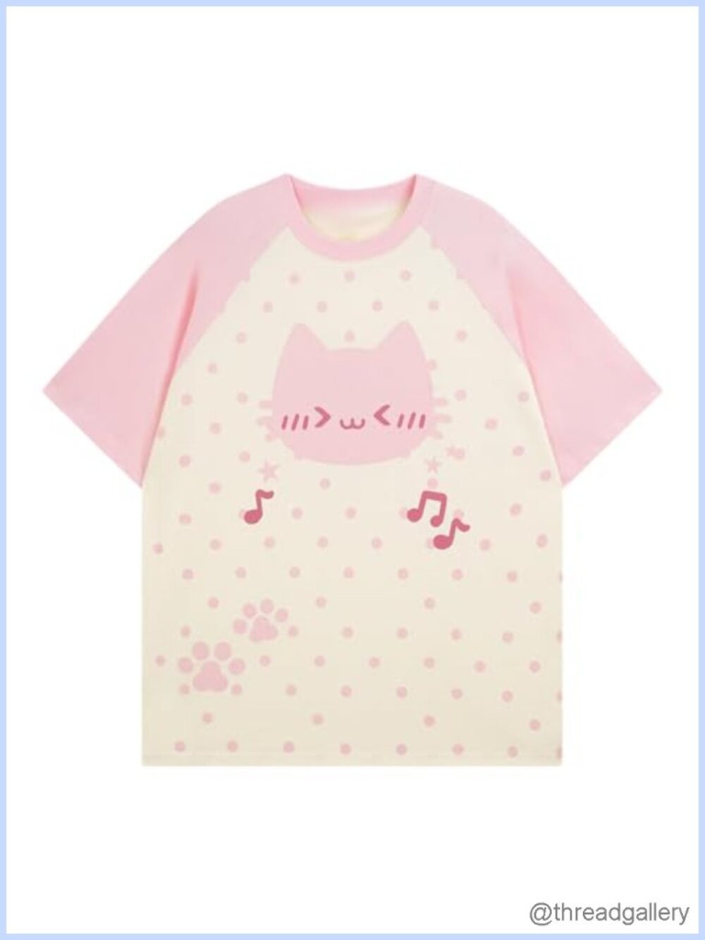 Kawaii Cat Print Oversize T-Shirt Anime Harajuku Cute Coquette Tee Top